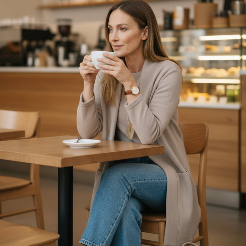 Elegant 3-Piece Set - Long Cardigan, Top, and Trousers
