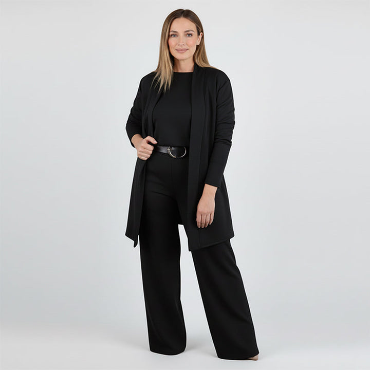 Elegant 3-Piece Set - Long Cardigan, Top, and Trousers