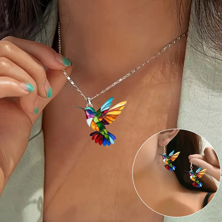 Nahla - Hummingbird Necklace and Earrings