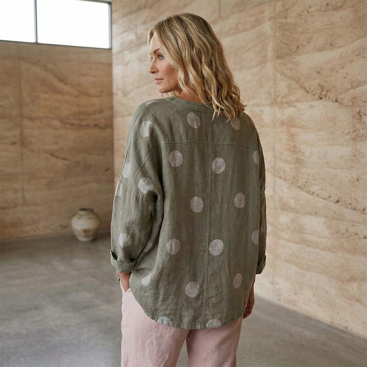 The Byron Spotted Linen Blouse
