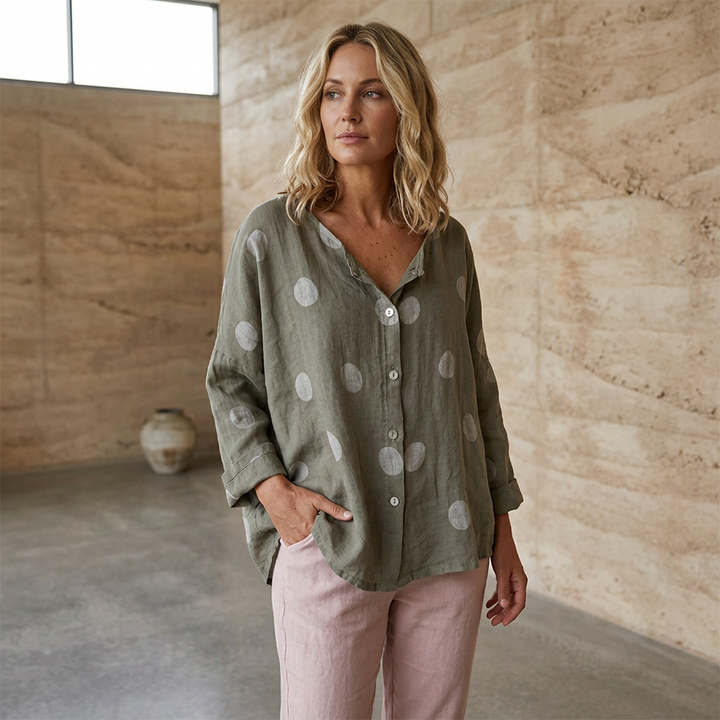 The Byron Spotted Linen Blouse