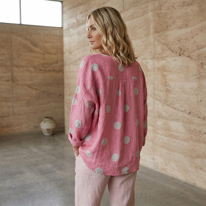 The Byron Spotted Linen Blouse