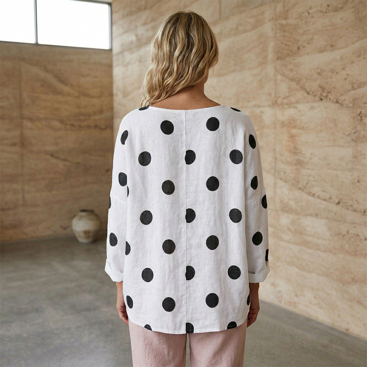 The Byron Spotted Linen Blouse